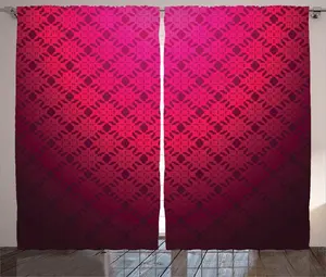Шторы ABAKUHAUS в геометрическом деревенском стиле, дамасский винтажный дизайн, универсальные ленточные шторы для гостиной с петлями и крючками, 280 x 225 см, розовая фуксия Abakuhaus