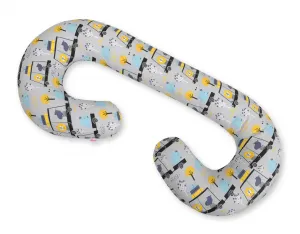 Подушка для беременных тип С со съемным чехлом, подушка для беременных, для кормления грудью - серые звезды Bobono