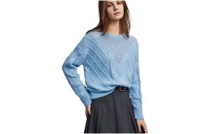 ELLE Трикотажная база средней плотности для женщин, синяя, с круглым вырезом