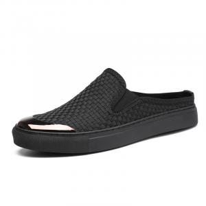 SENJIALUO Сандалии мужские с закрытым носком, противоскользящие, резиновая подошва, черные
