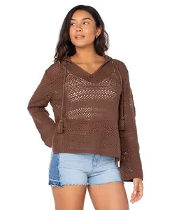 Джемпер свободного кроя Hippie Love из хлопковой смеси для подростков Roxy, коричневый