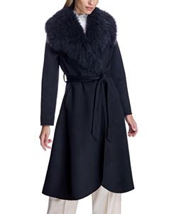 Женское пальто-накидка с меховой отделкой Julia & Stella By Maximilian, Black