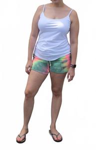 Тай-дай вязаные шорты в зелено-фуксиевом цвете HEIMISH USA