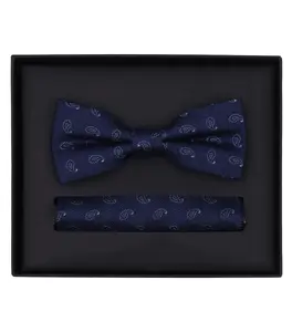 Галстук-бабочка VENTI "Комплект из галстука-бабочки и нагрудного платка VENTI с рисунком", синий