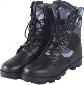 Женские высокие тактические военные ботинки на шнуровке из замши и кожи с камуфляжным принтом Qklmwes, черный