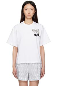 Хлопковая футболка с вышитым логотипом в виде вишни Moncler, белый