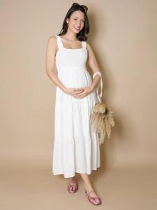 Платье макси Ayla без рукавов с ярусами Tiffany Rose, Soft White