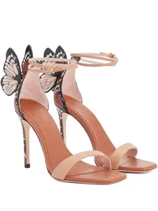 Босоножки на каблуке с деталями в виде бабочки Sophia Webster, нейтральный