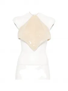 Топ с отделкой пайетками Oséree, бежевый