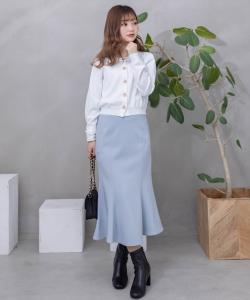 Юбка-русалка средней длины из эластичной ткани <2024SS>