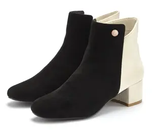 Ботильоны LASCANA, с изысканными деталями и блочным каблуком, короткие ботинки VEGAN, черный