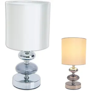 Настольная лампа näve Mali E14 E14 макс. 40 Вт, материал: металл/стекло/текстиль, цвет: белый/хром, IP20 Näve, белый/хромированный