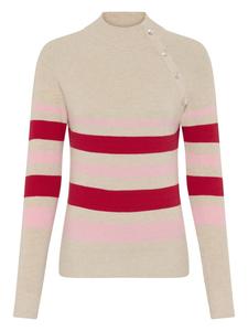Вязаный свитер в бежевую, розовую и красную полоску Laura Scott