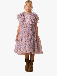 Детское платье с рюшами и сеткой Angel & Rocket, Pink