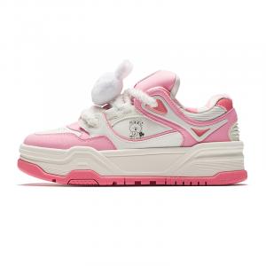 Амортизирующие, износостойкие низкие женские скейтбордистские кроссовки Anta, айвори белый/disc красный/светлый розовый