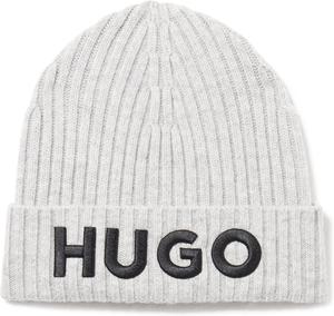 Мужская вязаная шапка HUGO с большим логотипом, Frost Grey