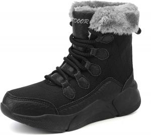 Мужские и женские зимние снегоступы, водонепроницаемые, с теплой флисовой подкладкой, зимние походные ботинки до щиколотки, противоскользящие, подходят для холодной погоды, прогулок, работы и спорта Generic, черный