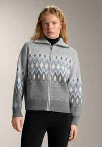 Кардиган OYSHO JACQUARD PRINT KNIT, Light Grey