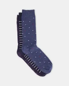 Набор из трех длинных мужских носков с принтом, производство Испания Easy Wear, темно-синий