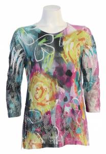 Женский топ с розами из ажурной сетки контрастный разноцветный Jess & Jane, мультиколор