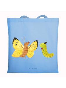 Mr. & Mrs. Panda Сумка-шоппер с изображением гусеницы и бабочки, небесно-голубого цвета