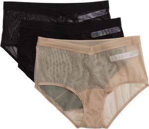 Трусы Hanky Panky Mesh Boyshorts 3-Pack, цвет Black/Black/Chai