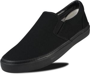 Мужские кеды классические низкие без шнурков, широкие текстильные скейт-лоферы с мягкой стелькой, повседневная обувь для мужчин, удобные кроссовки для ходьбы Hello Basics, черный