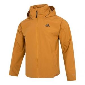 Куртка Men's adidas Traveer Rr J Athleisure Casual Sports Woven Logo Stripe Hooded Jacket Yellow, желтый