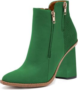 Женские ботильоны YDN с круглыми носками, на высокой массивной подошве, модная отделка, осенние нарядные туфли, размеры 4-15 US, Green