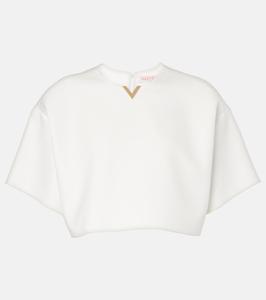 Укороченный топ из хлопкового габардина VGold Valentino, Bianco