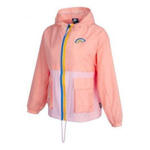 Куртка sportswear icon clash pattern embroidered contrasting colors light woven hooded jacket deep red Nike, красный