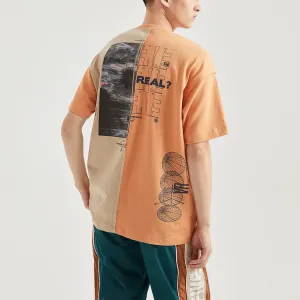 Li-Ning BADFIVE футболка мужская Partridge Umber с круглым вырезом Moderate Mock Two Piece, partridge umber