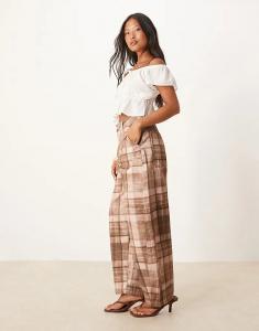 ASOS DESIGN Petite Брюки-бочонки в клетку