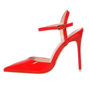 QITUMAUL Сандалии на ремешках с каблуком 10,5 см женские красные, цвет Red[Heel Height 10.5cm]