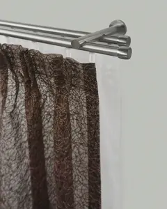 Карниз для штор GARESA "KAPPE", 2 направляющие, желаемая длина, комплект для штор, легко собирается, выдвигается, имитация нержавеющей стали 380 см, Ø16мм, цвет edelstahlfarben