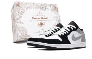 Jordan Эйр 1 противоскользящие износостойкие низкие винтажные баскетбольные кроссовки мужские черно-серые - черно-серая коробка 2, цвет Black Gray Box 2