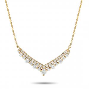 Эксклюзивное ожерелье LB из 14-каратного желтого золота с V-образной подвеской и бриллиантами 0,50 карата PN16159-Y Lb Exclusive, золотой