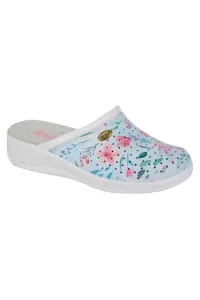 Кожаные сабо с цветочным принтом Dek, синий