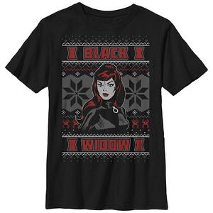 Футболка с принтом Boys 8-20 husky black widow ugly christmas sweater Marvel