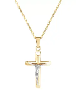 Ожерелье с подвеской в виде креста-распятия длиной 18 дюймов из двухцветного золота 14 карат Macy'S, gold