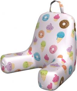 Чехол для подушки для чтения Lunarable Kawai, с мультяшным рисунком кексов, мороженого и пончиков с посыпкой, мягкий, без наполнителя, маленький размер, бледно-персиковый, разноцветный., Pale Peach Multicolor