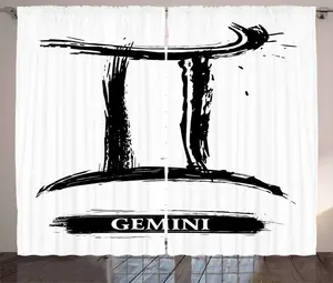 Штора в деревенском стиле Близнецы от ABAKUHAUS, гранжевая кисть, штора из тесьмы для спальни со сборками, петлями и крючками, 280 x 175 см, черно-белая Abakuhaus