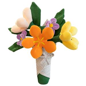 Букет ручной работы цветы куклы плюшевая кукла высота 30см длина 30см Julebaby, оранжевый