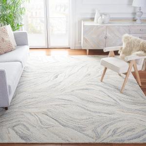 Ковер SAFAVIEH, 275 x 366 см, Metro Collection, Ivory & Grey, ручной работы современный абстрактный из шерсти, идеален для помещений с высокой проходимостью в гостиной, спальне (MET505F)