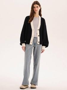 Кардиган с объемной контрастной отделкой hopper OMNES, черный