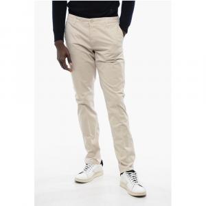 CC COLLECTION Брюки-чиносы из эластичного хлопка со шлевками для ремня Corneliani, Beige