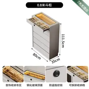 Yu Senyi Комод 80 см для спальни и гостиной из массива дерева, 6 ящиков, кремово-белый, с защитой от отпечатков