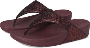 Сандалии FitFlop Lulu Crinkled-shimmer Toe-post Sandals, цвет Metallic Plumberry