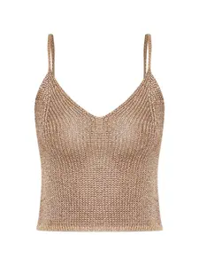 Вязаный топ с V-образным вырезом Paramidonna, бежевый