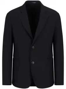 Однобортный пиджак с узором EMPORIO ARMANI, синий
